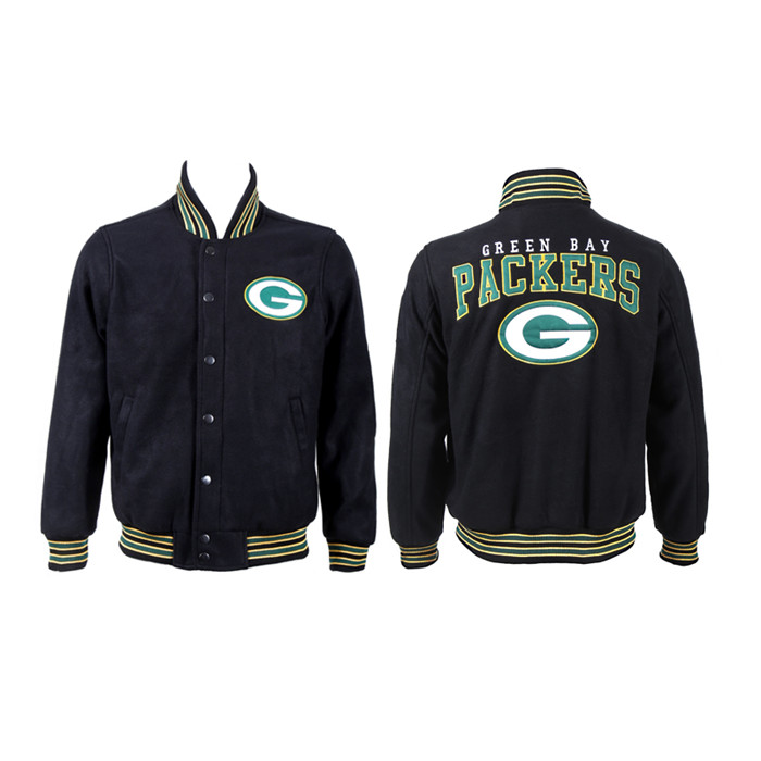 Men's Green Bay Packers Black Stitched Jacket